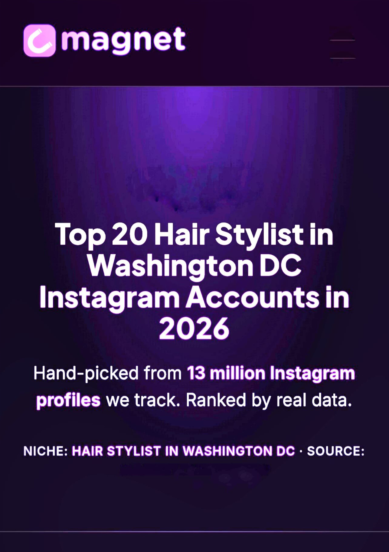 Magnet Top 20 Hair Stylist Instagram recognition