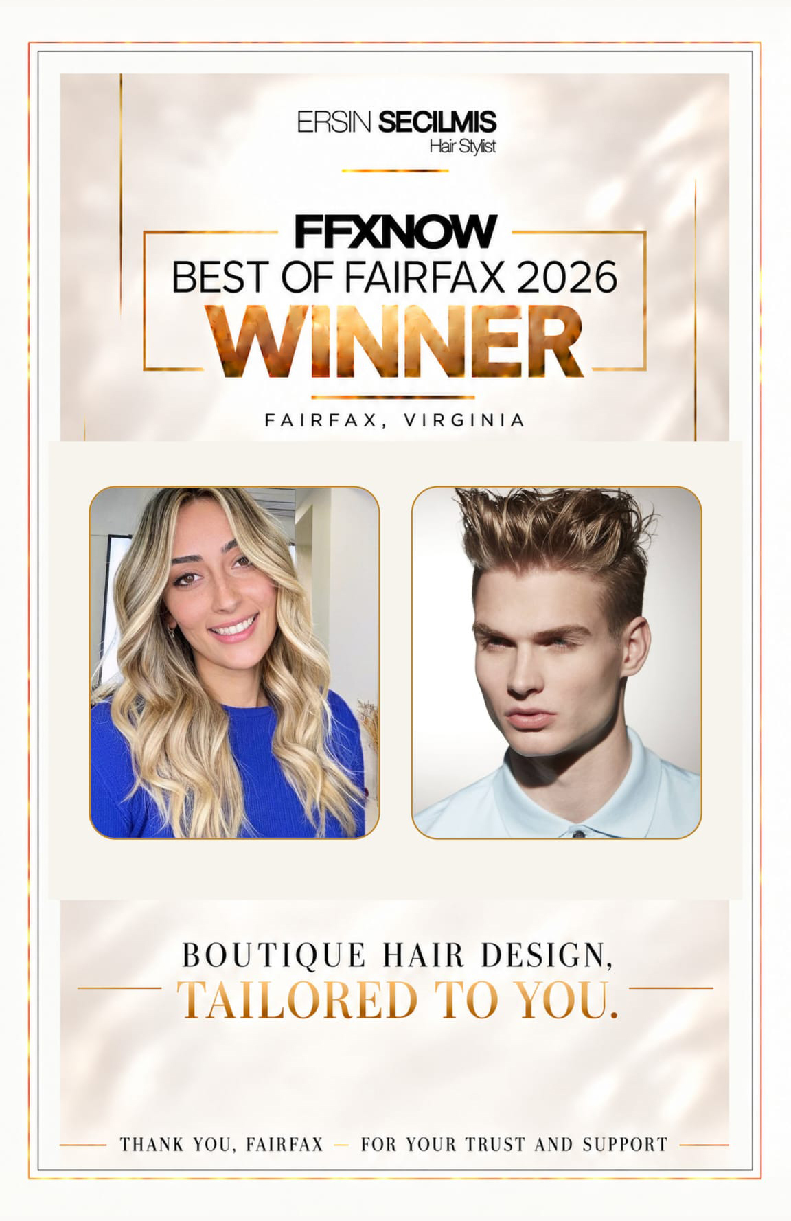 FFXnow Best Hair Salon 2026 award poster